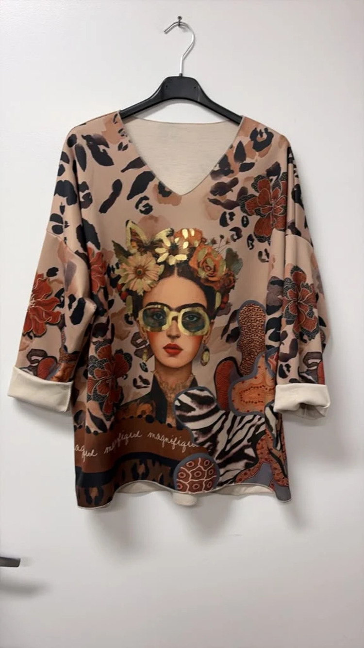 L1339 | Loowie Frida Leopard Top | Foil Accent | Coordinating Art | One Size S-L
